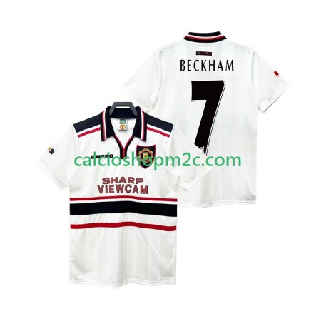 Manchester United Beckham 7 1999 Retro Maglia Trasferta 1998 Manica Corta